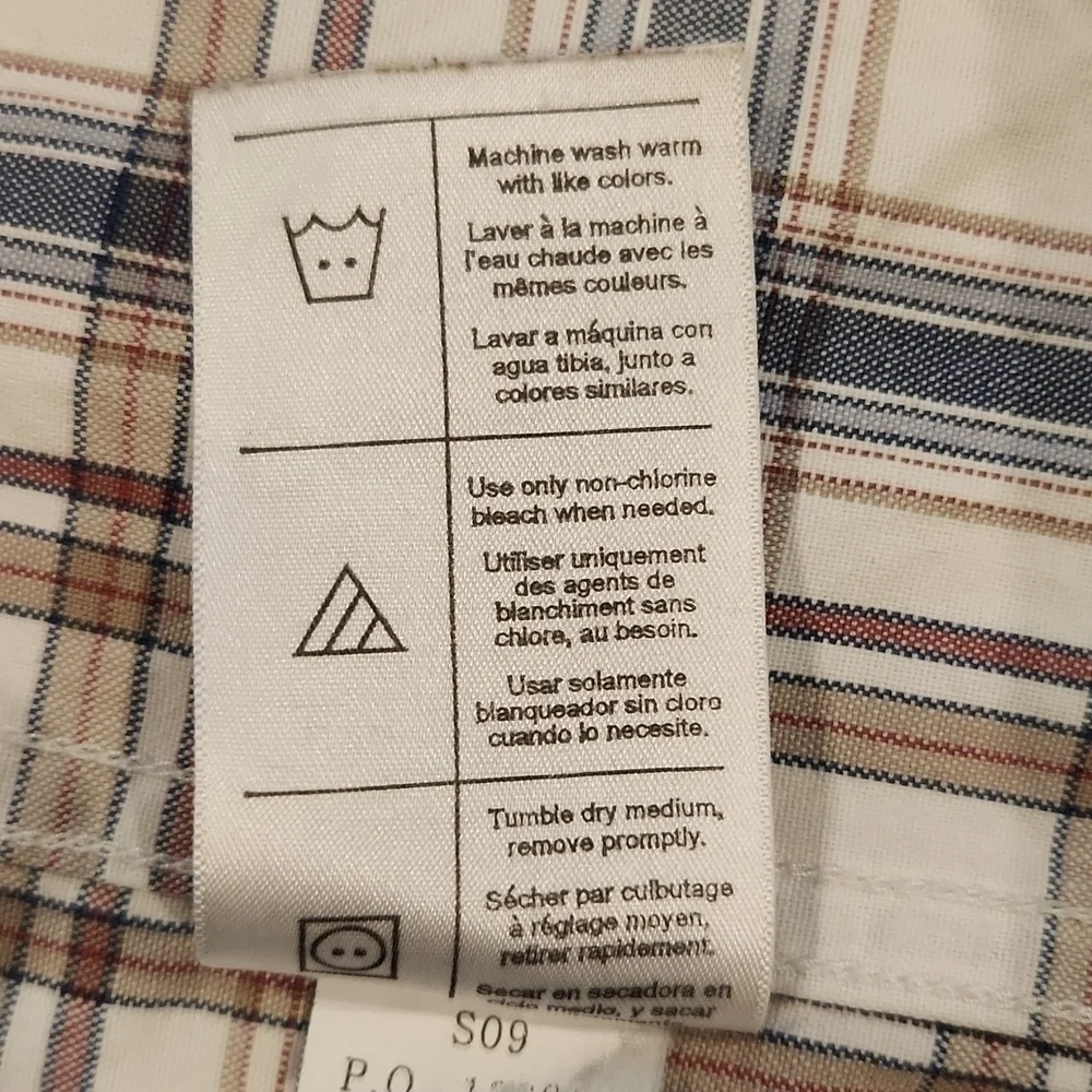 CARHARTT Tan & Blue Plaid Button-Up Work Shirt